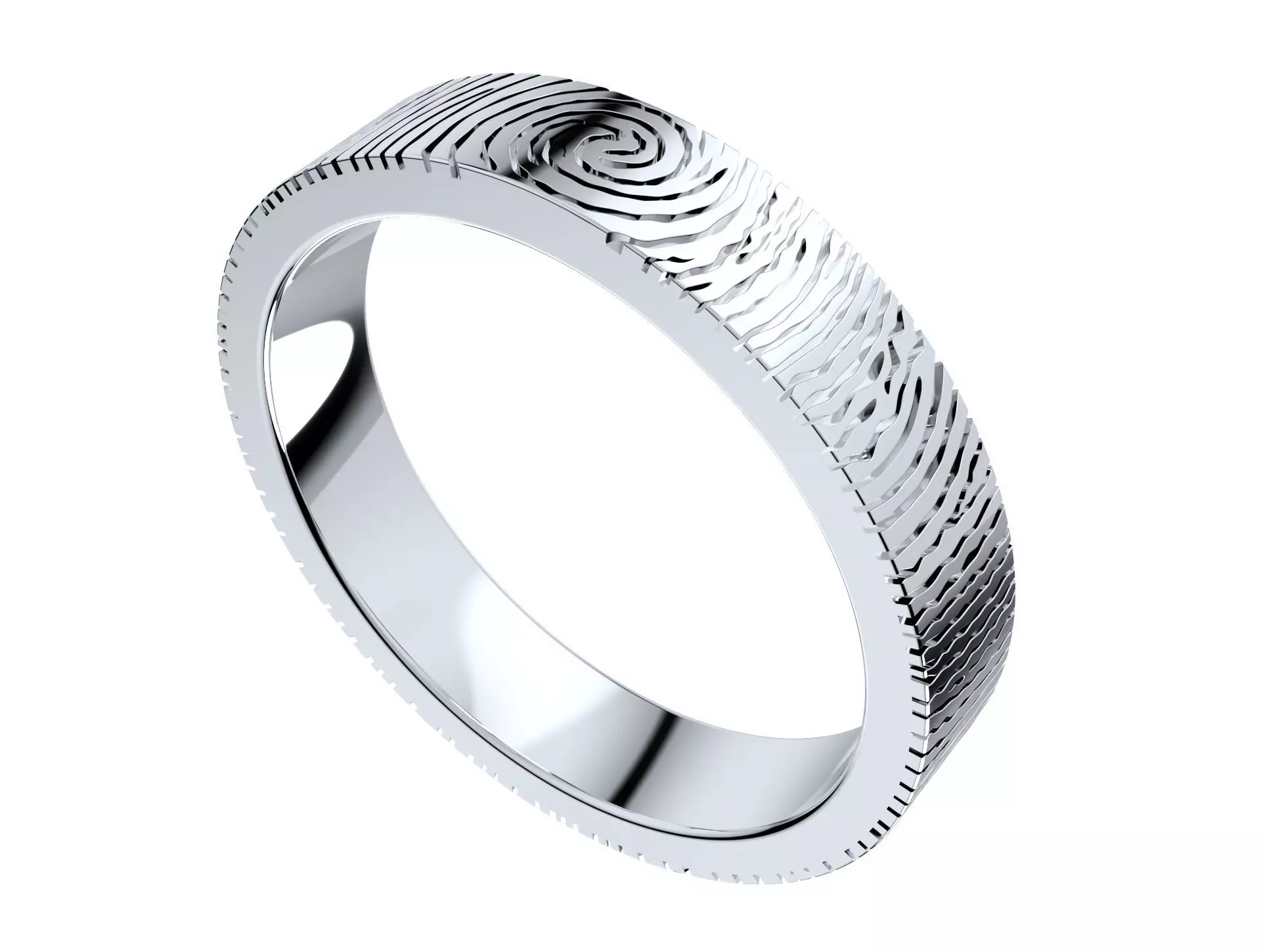 Wedding Set Rings Finger Print Styles CAD Design- CC125M 3D print model_0