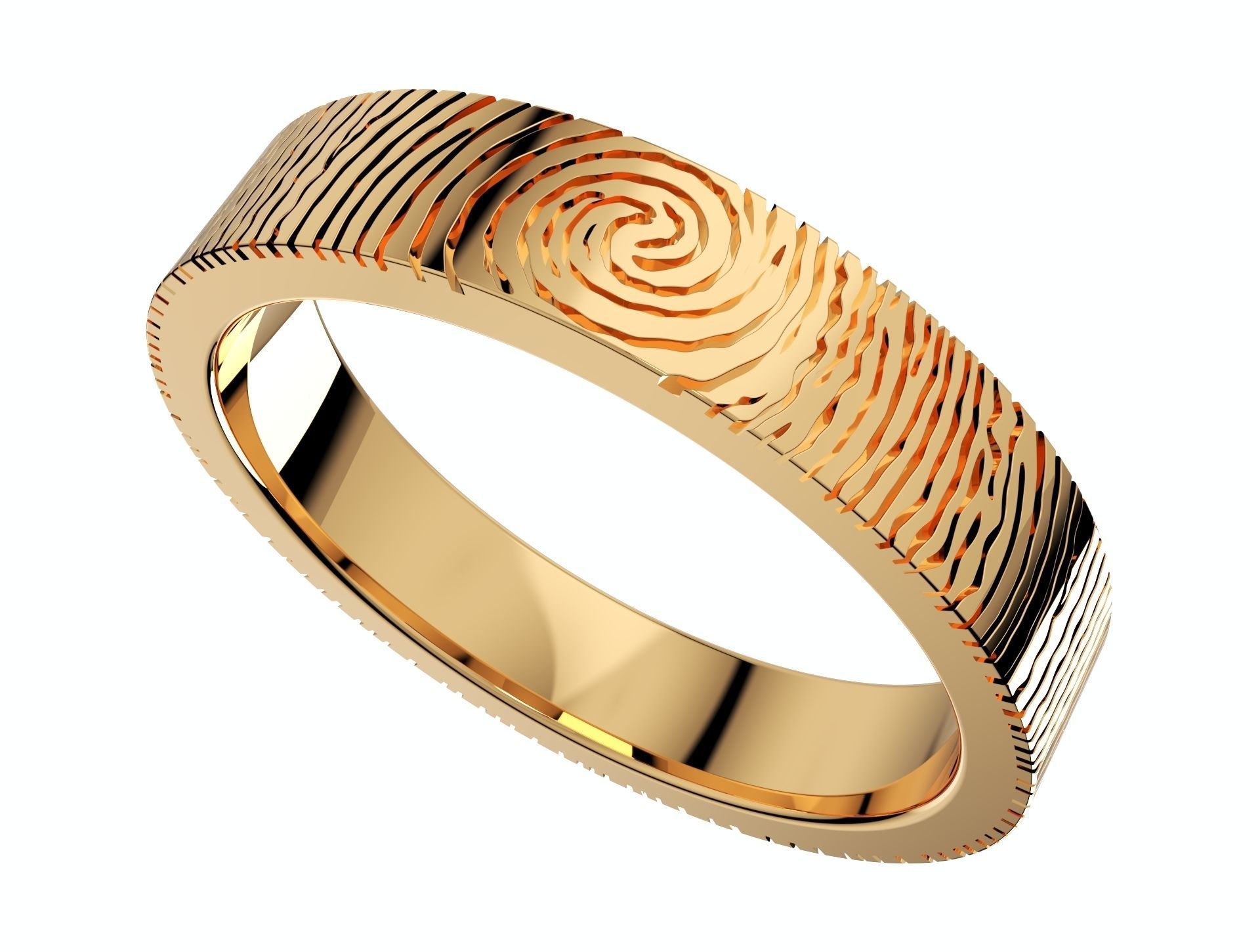 Wedding Set Rings Finger Print Styles CAD Design- CC125M 3D print model_2