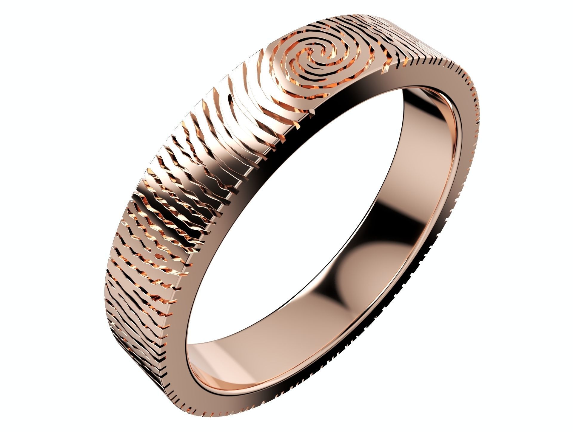 Wedding Set Rings Finger Print Styles CAD Design- CC125M 3D print model_12