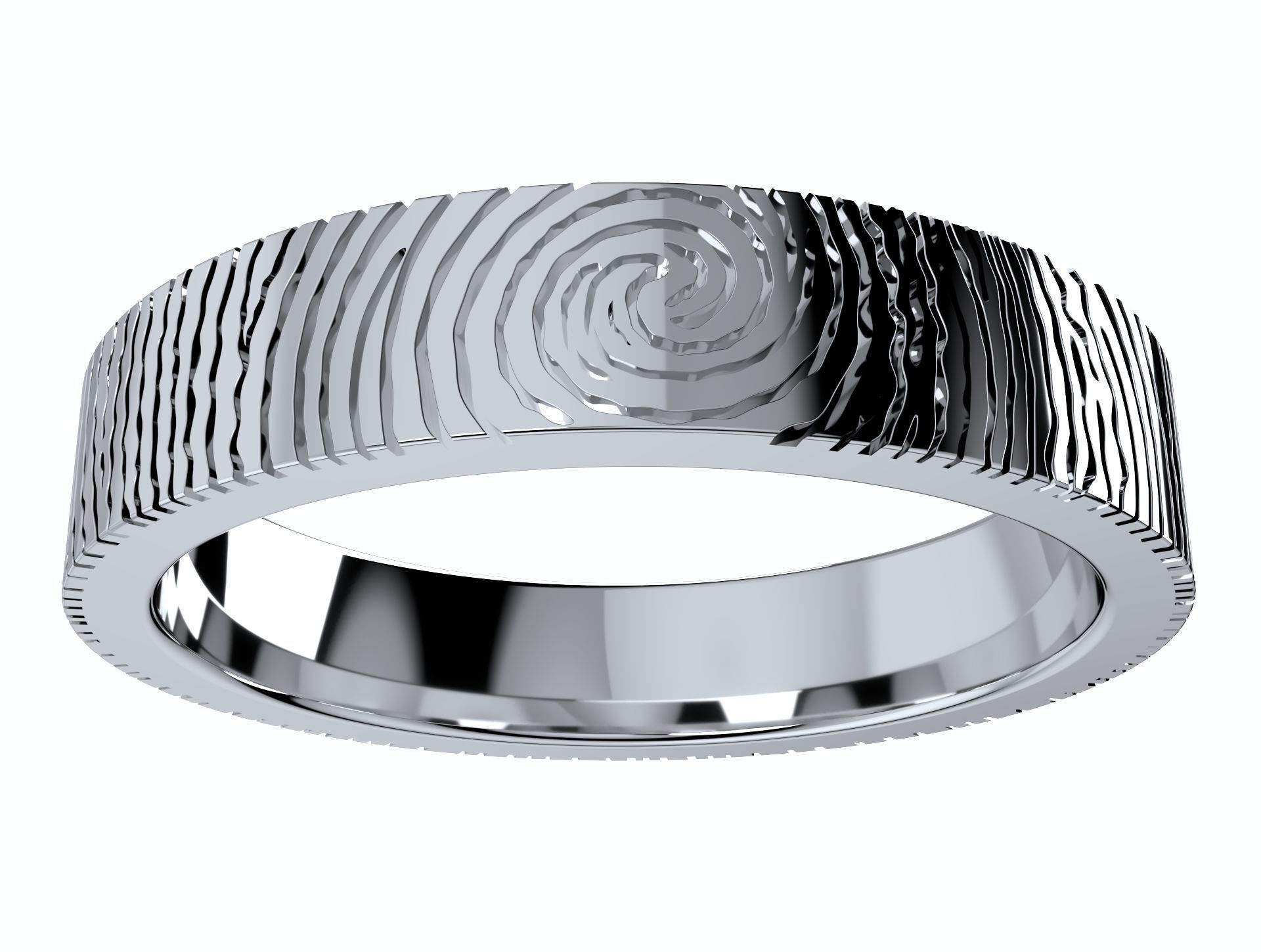 Wedding Set Rings Finger Print Styles CAD Design- CC125M 3D print model_5