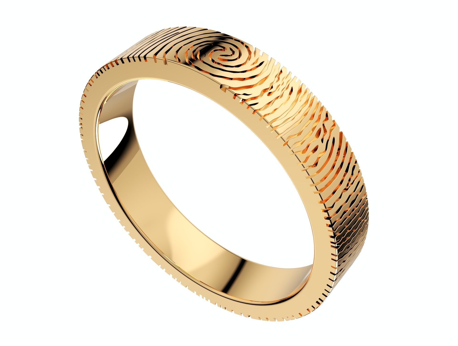 Wedding Set Rings Finger Print Styles CAD Design- CC125M 3D print model_6