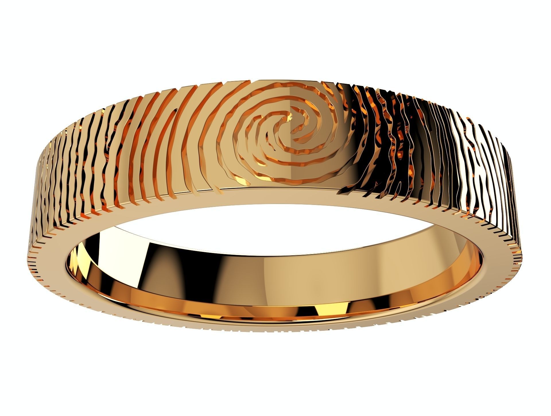 Wedding Set Rings Finger Print Styles CAD Design- CC125M 3D print model_4