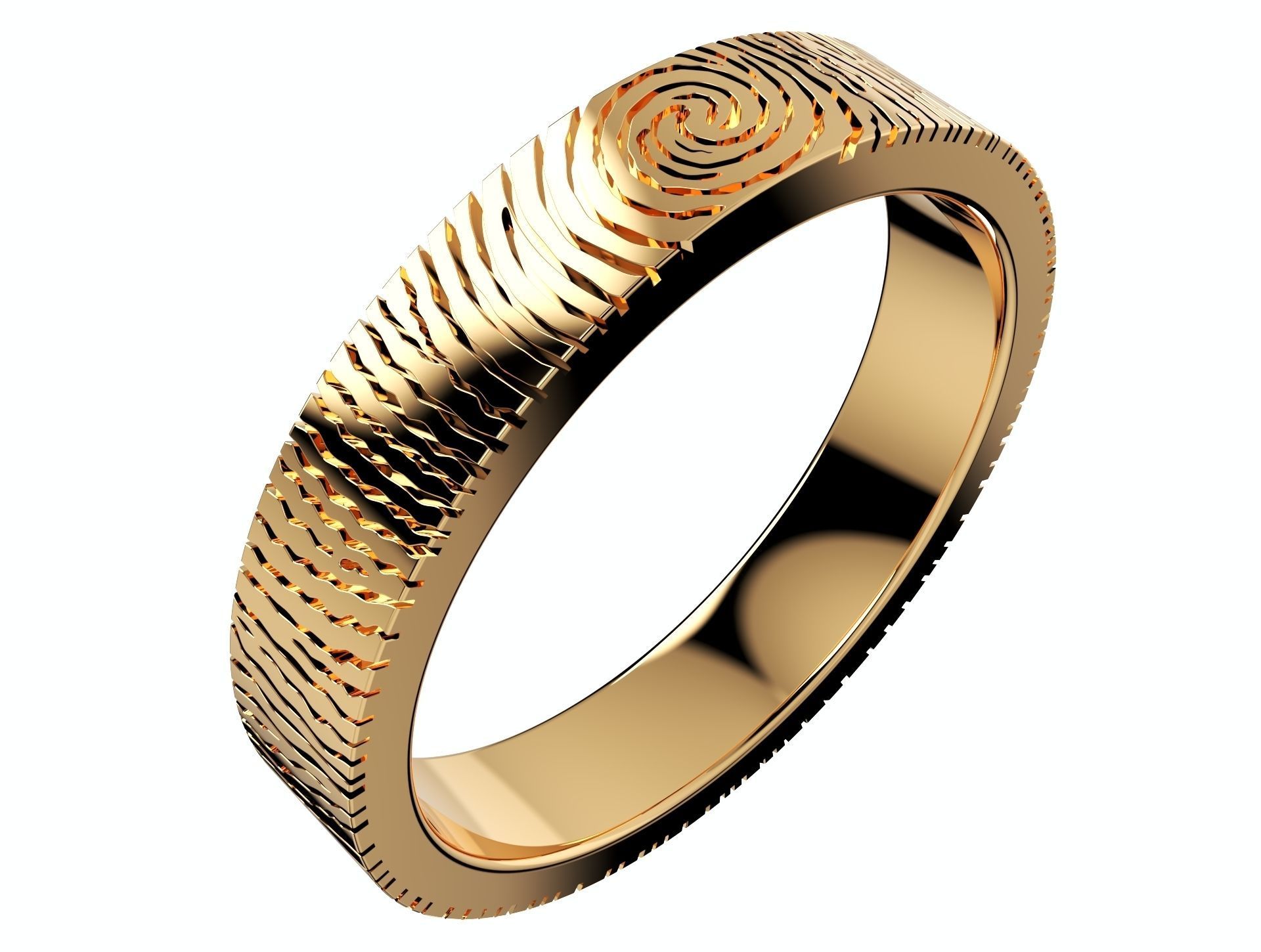 Wedding Set Rings Finger Print Styles CAD Design- CC125M 3D print model_11