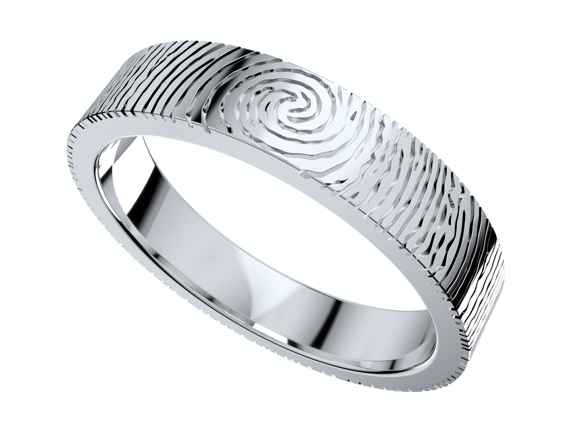 Wedding Set Rings Finger Print Styles CAD Design- CC125M 3D print model_9