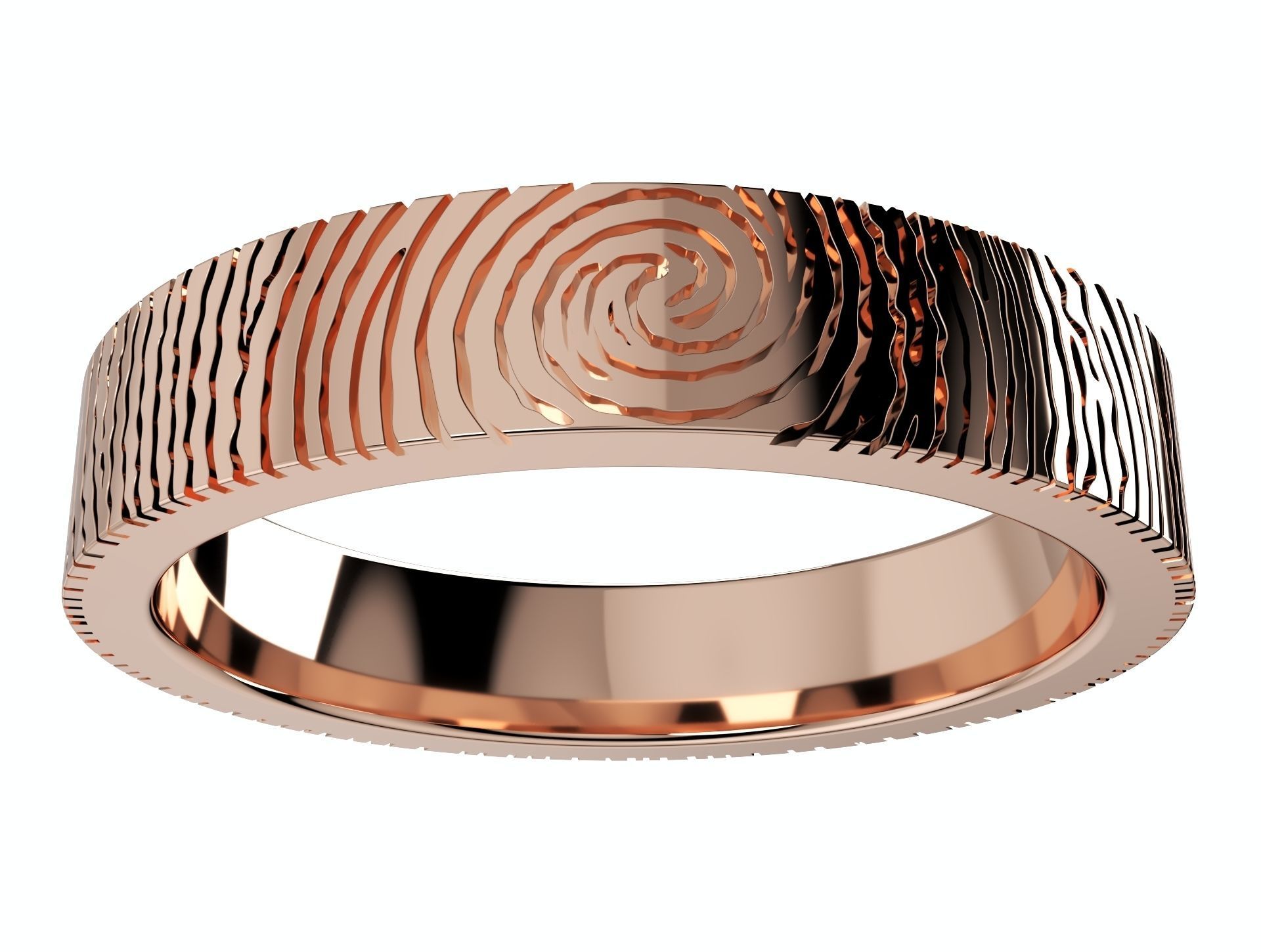 Wedding Set Rings Finger Print Styles CAD Design- CC125M 3D print model_3