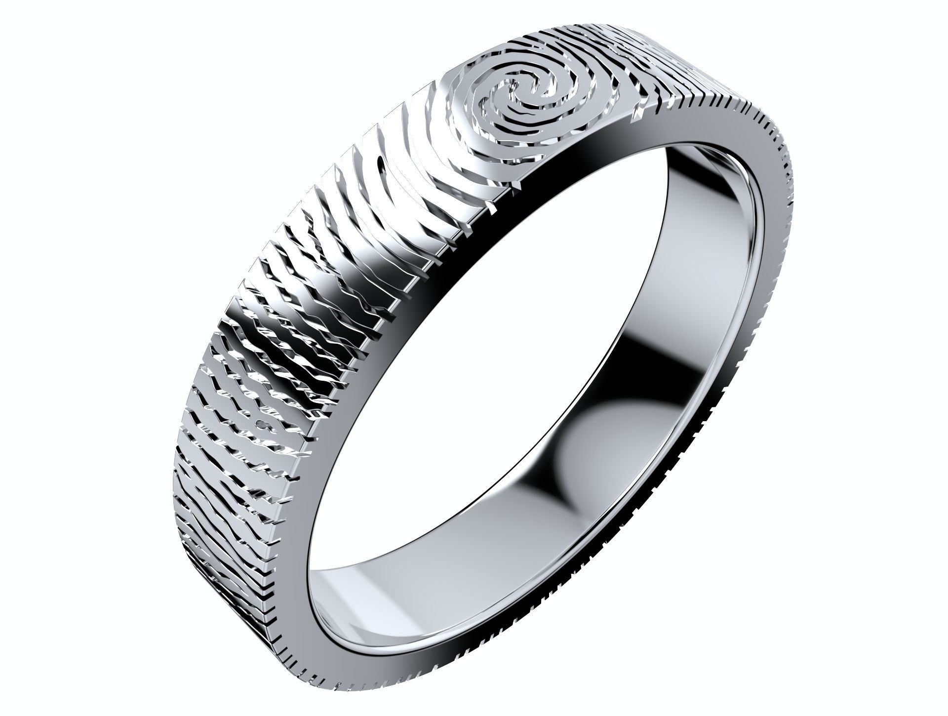 Wedding Set Rings Finger Print Styles CAD Design- CC125M 3D print model_10