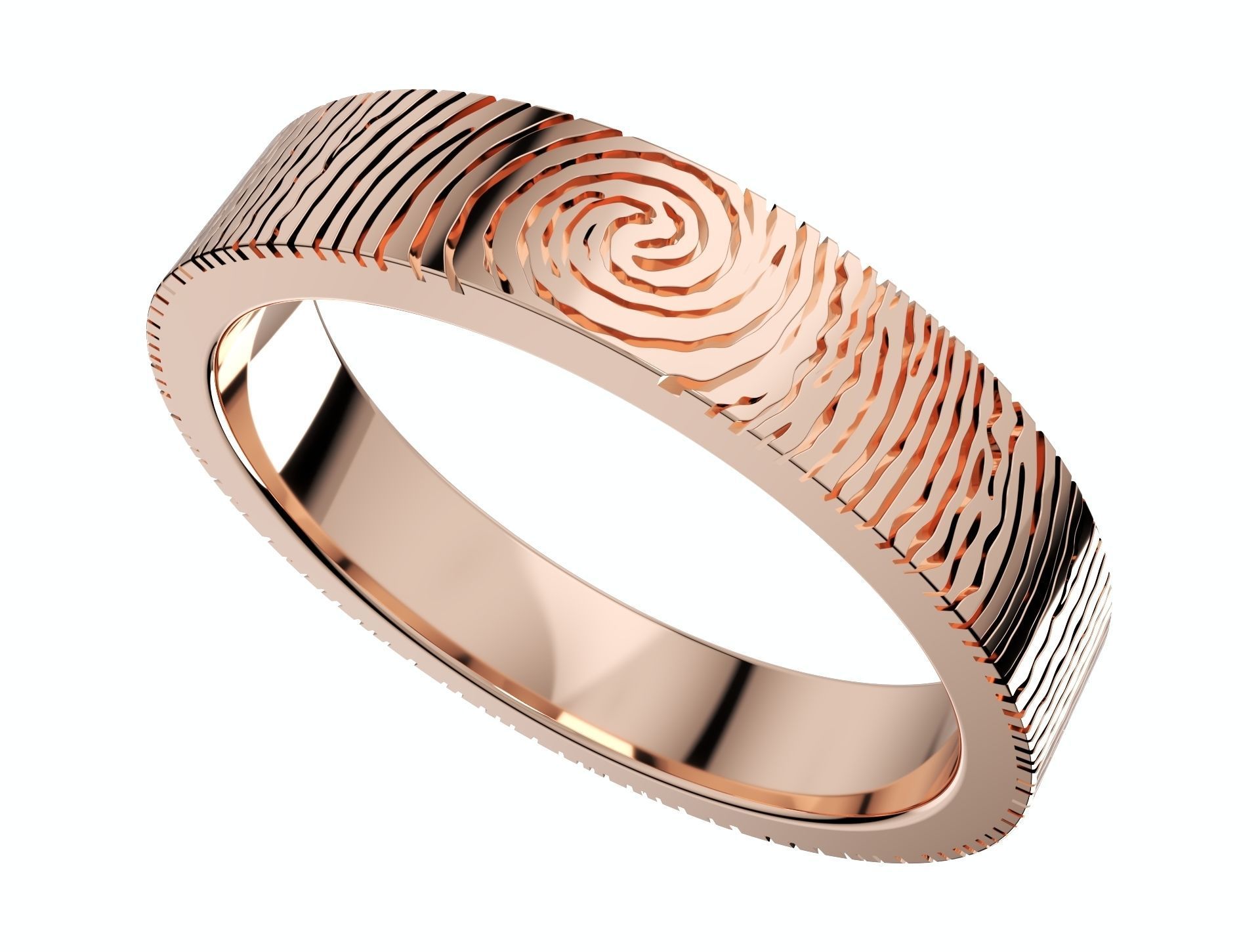 Wedding Set Rings Finger Print Styles CAD Design- CC125M 3D print model_8