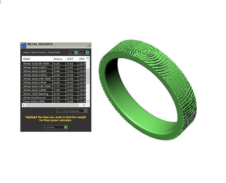 Wedding Set Rings Finger Print Styles CAD Design- CC125M 3D print model_19