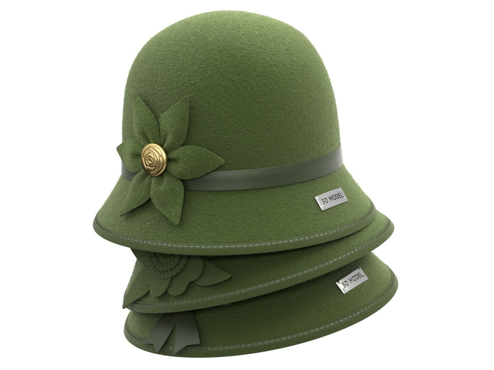 Cloche Hat 3D model_4