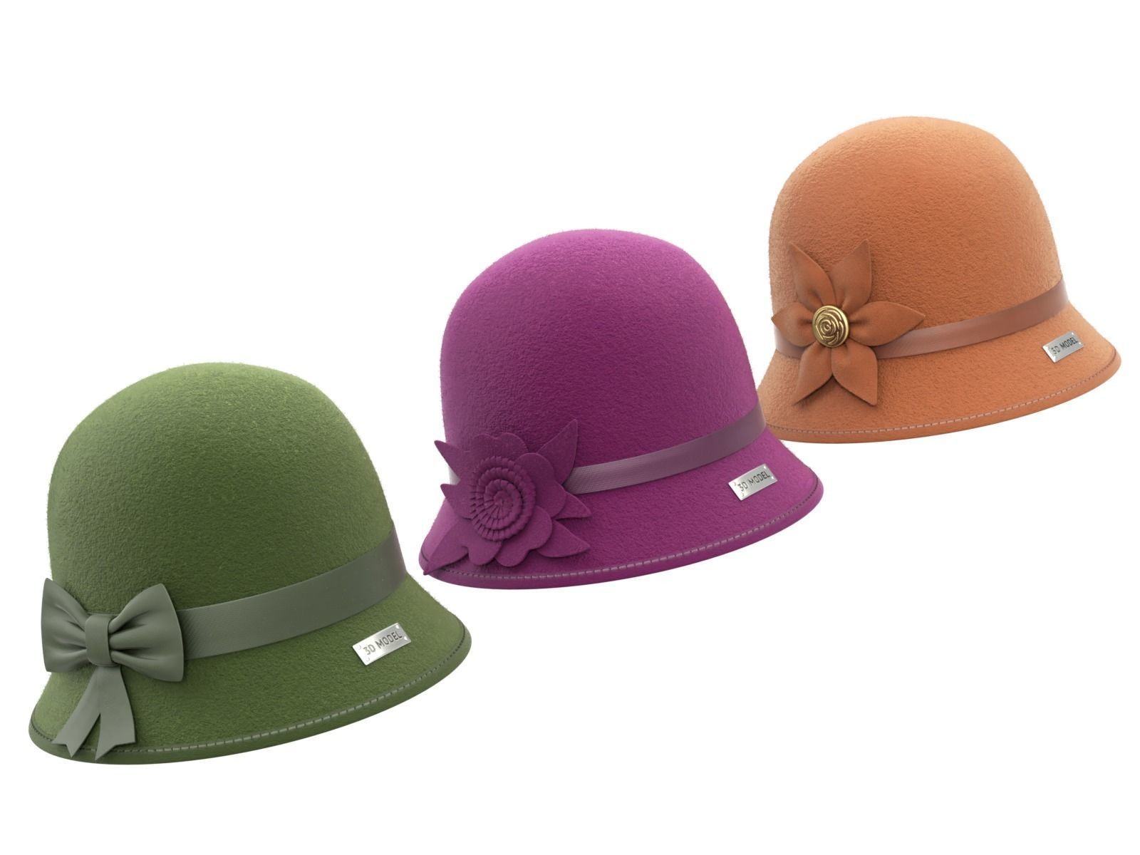 Cloche Hat 3D model_1