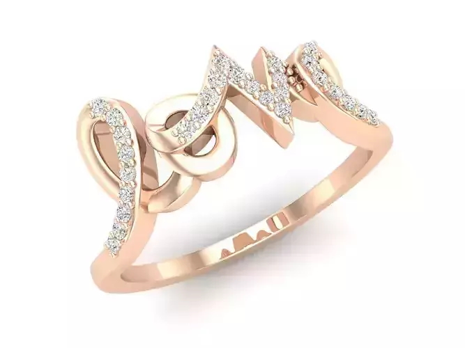 Diamond love ring for woman 3D print model