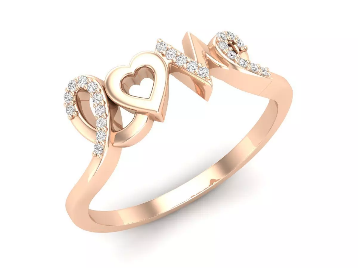 Diamond love ring for woman 3D print model