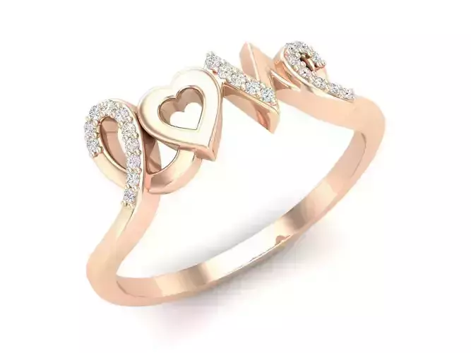 Diamond love ring for woman 3D print model