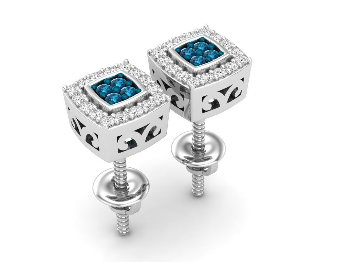 Diamond earrings for woman 3D print model_3