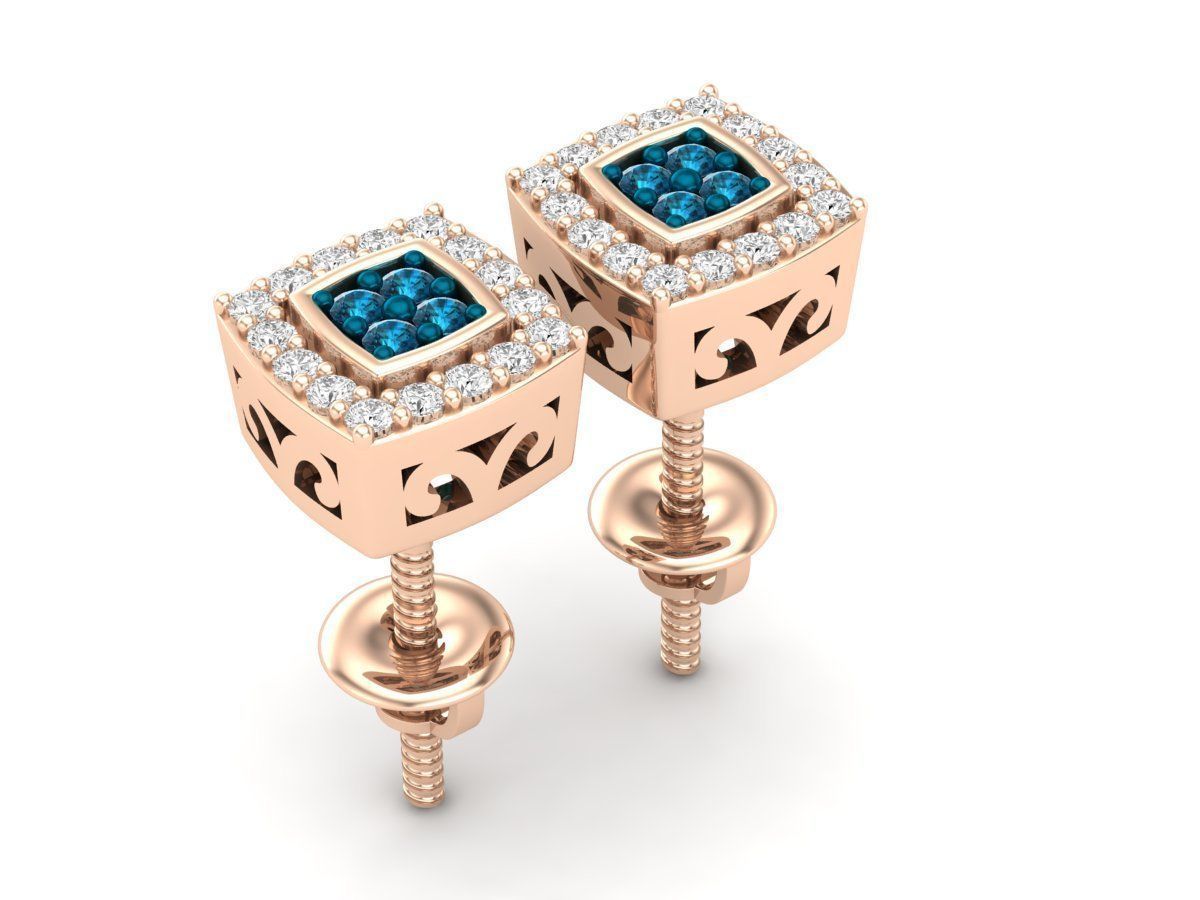 Diamond earrings for woman 3D print model_4