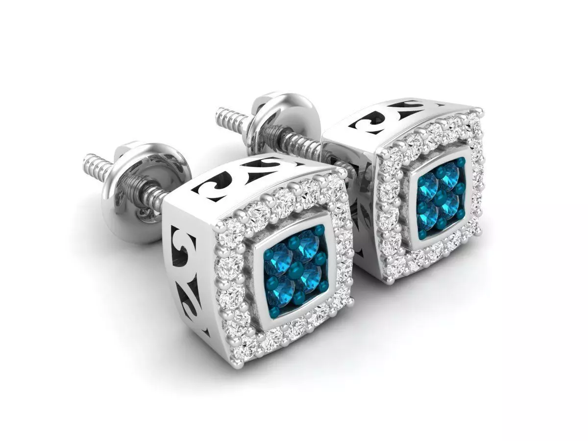 Diamond earrings for woman 3D print model_0