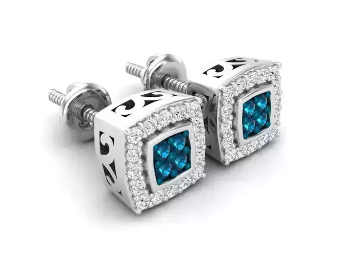 Diamond earrings for woman 3D print model