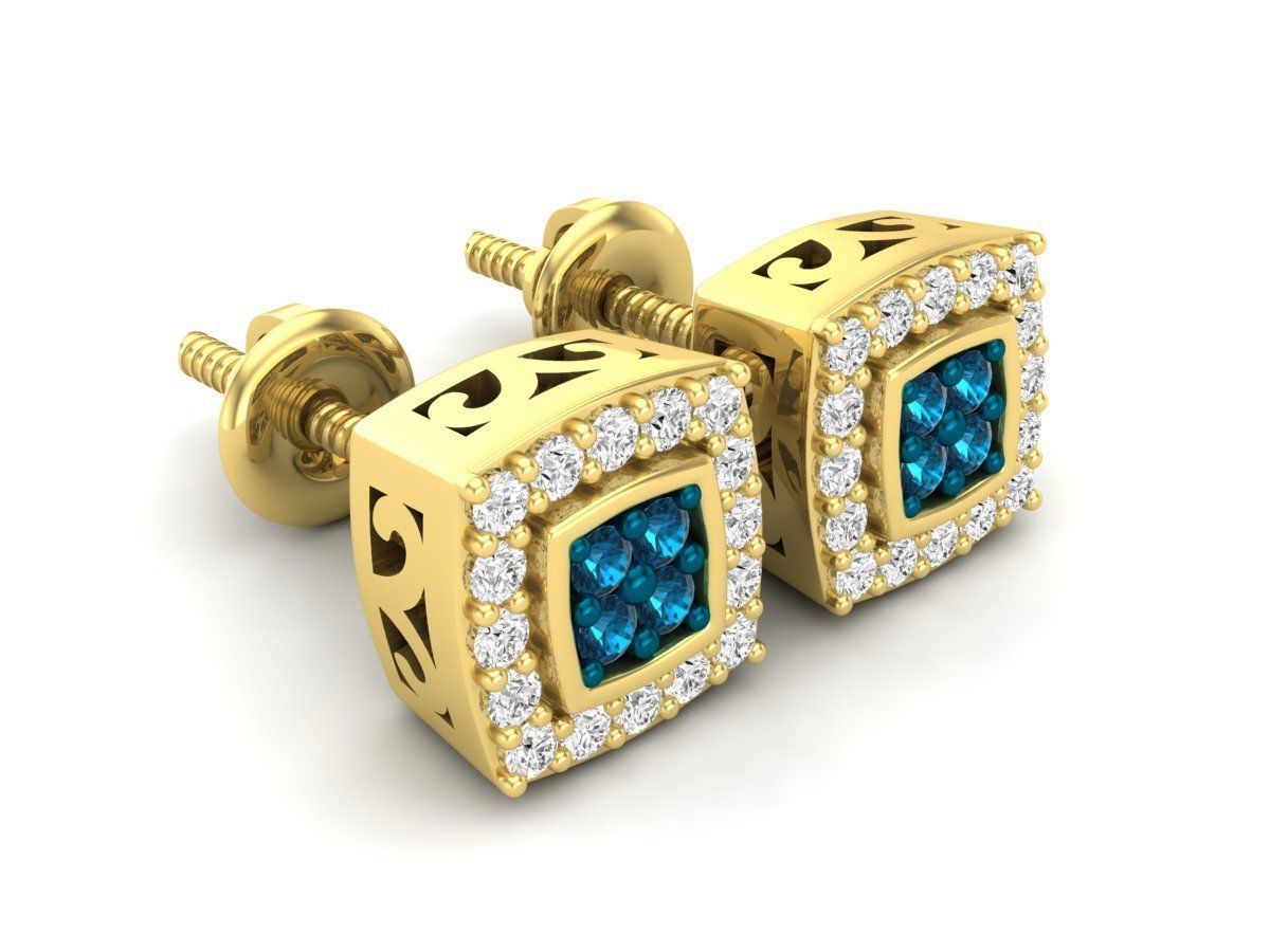 Diamond earrings for woman 3D print model_2