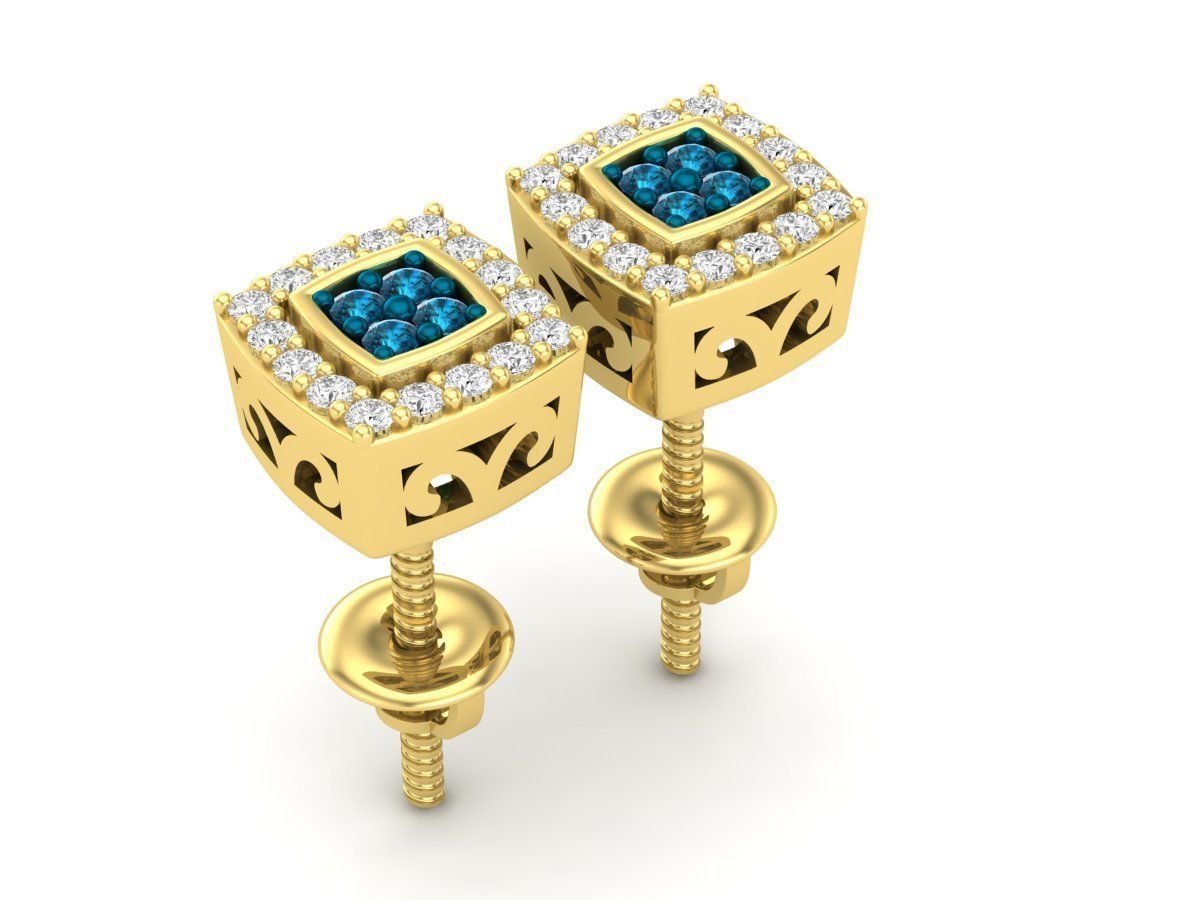 Diamond earrings for woman 3D print model_5