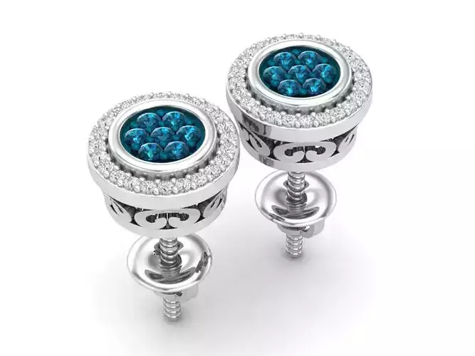 Diamond earrings for woman 3D print model