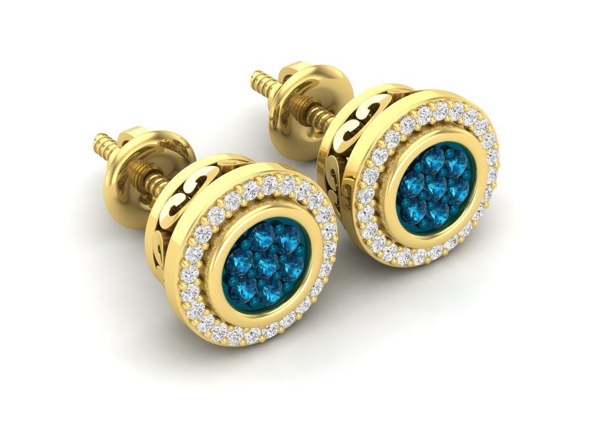 Diamond earrings for woman 3D print model_8