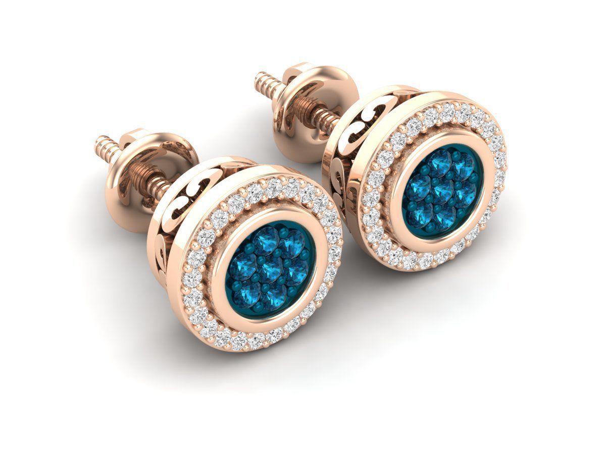 Diamond earrings for woman 3D print model_7