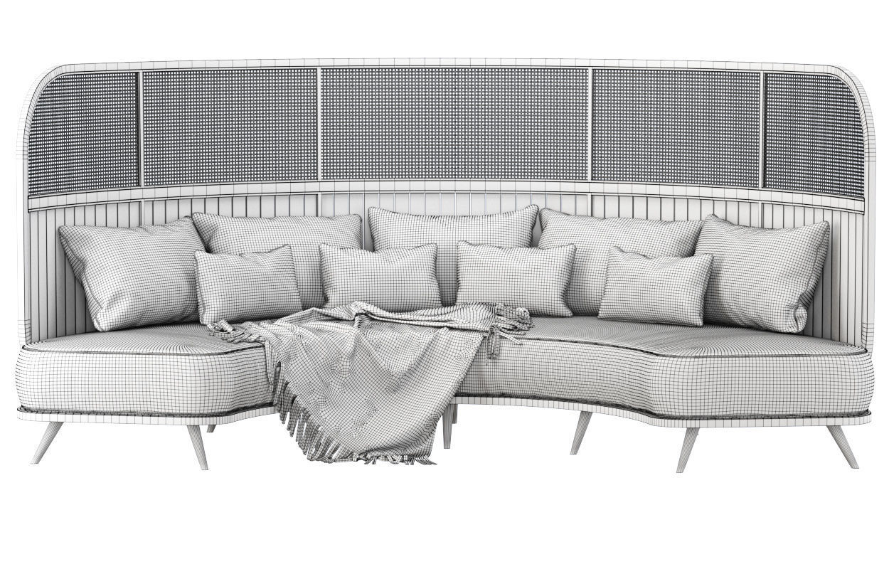 Garden round sofa R157 High back  3D model_6