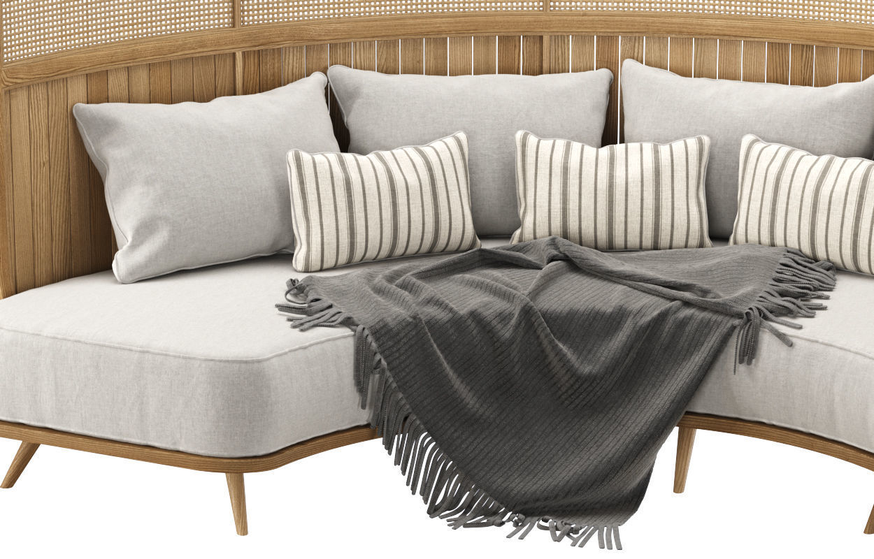 Garden round sofa R157 High back  3D model_3