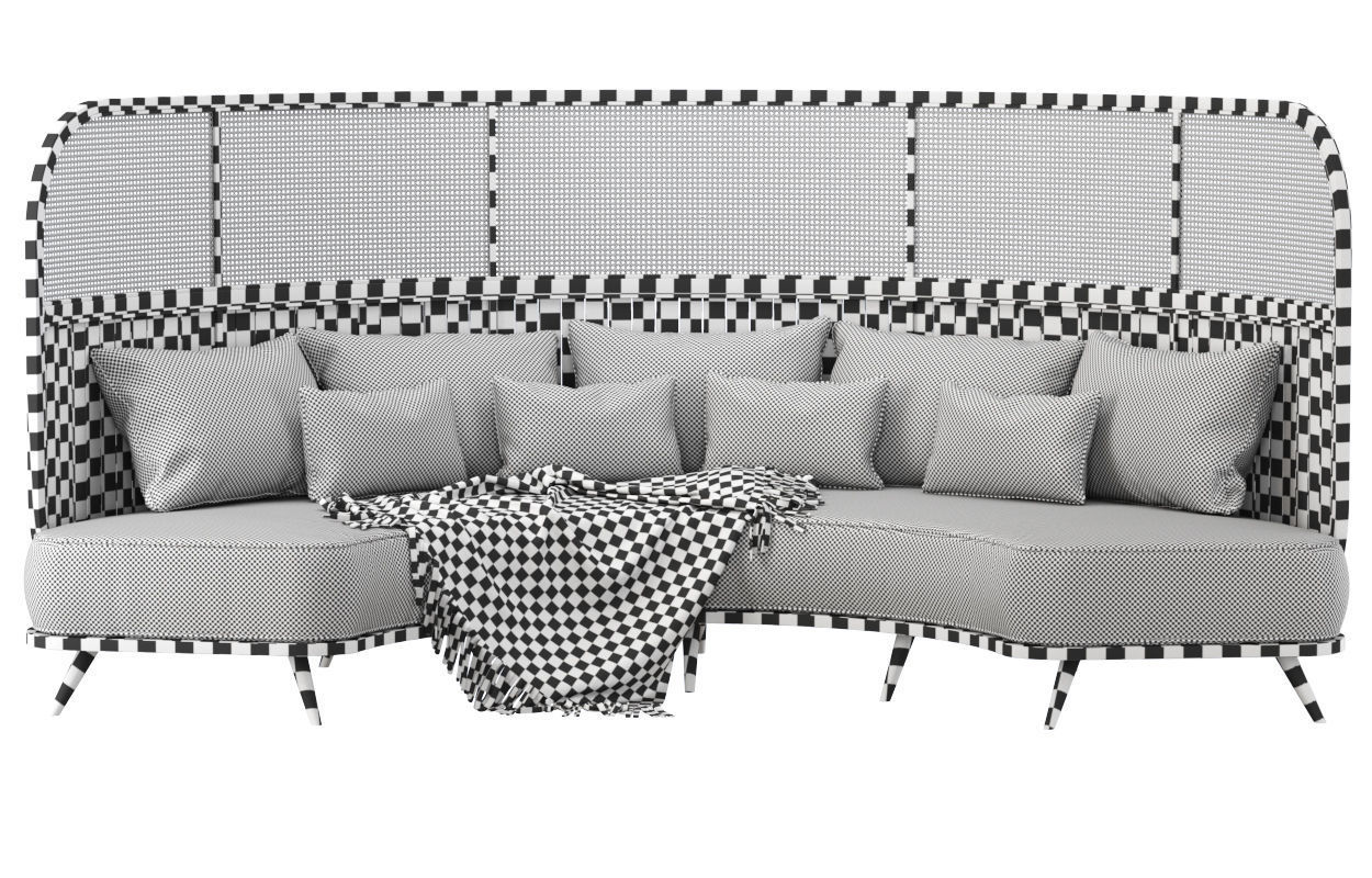 Garden round sofa R157 High back  3D model_7