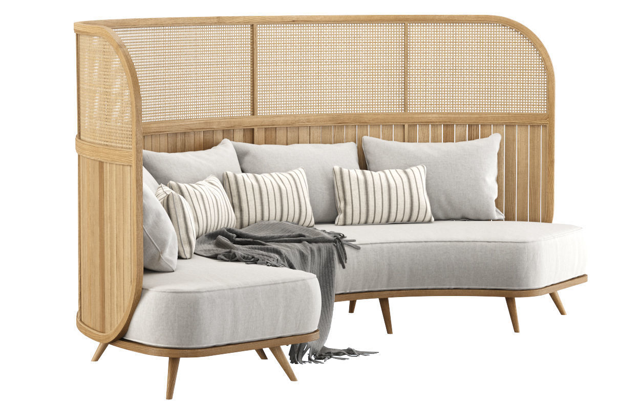 Garden round sofa R157 High back  3D model_2