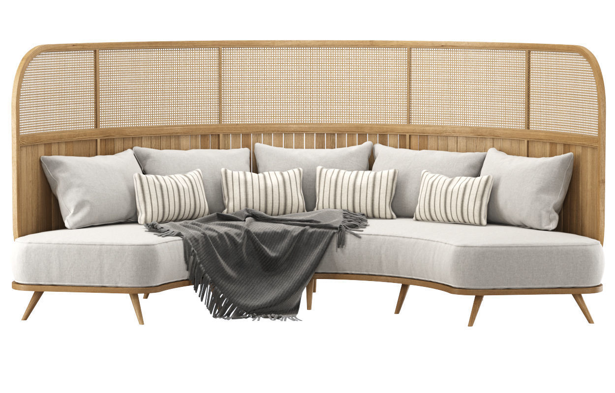 Garden round sofa R157 High back  3D model_1