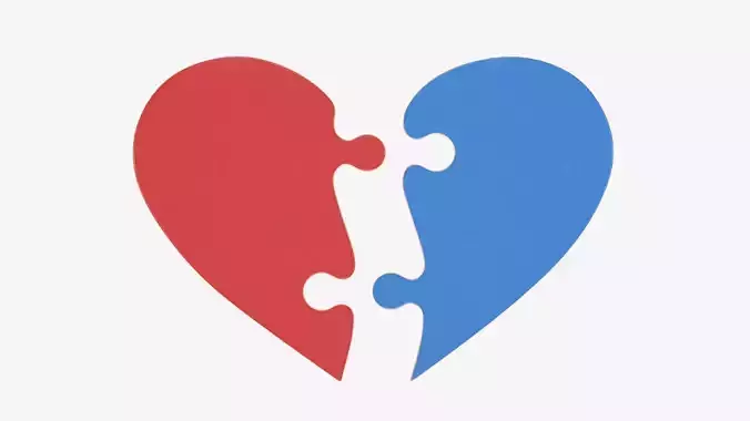 Jigsaw puzzle heart 2 pieces