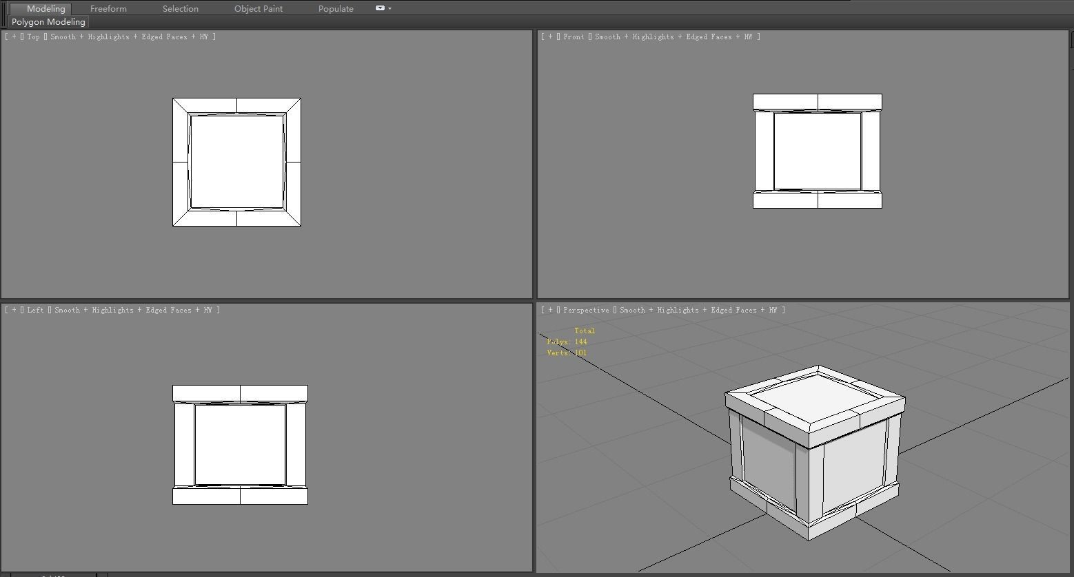 Cartoon Square Wooden Box-Goods Low-poly 3D model_4
