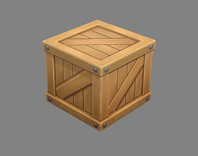 Cartoon Square Wooden Box-Goods Low-poly 3D model