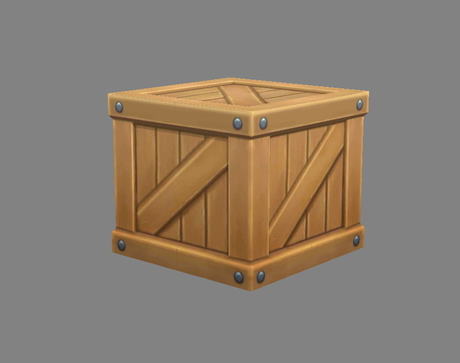 Cartoon Square Wooden Box-Goods Low-poly 3D model_1