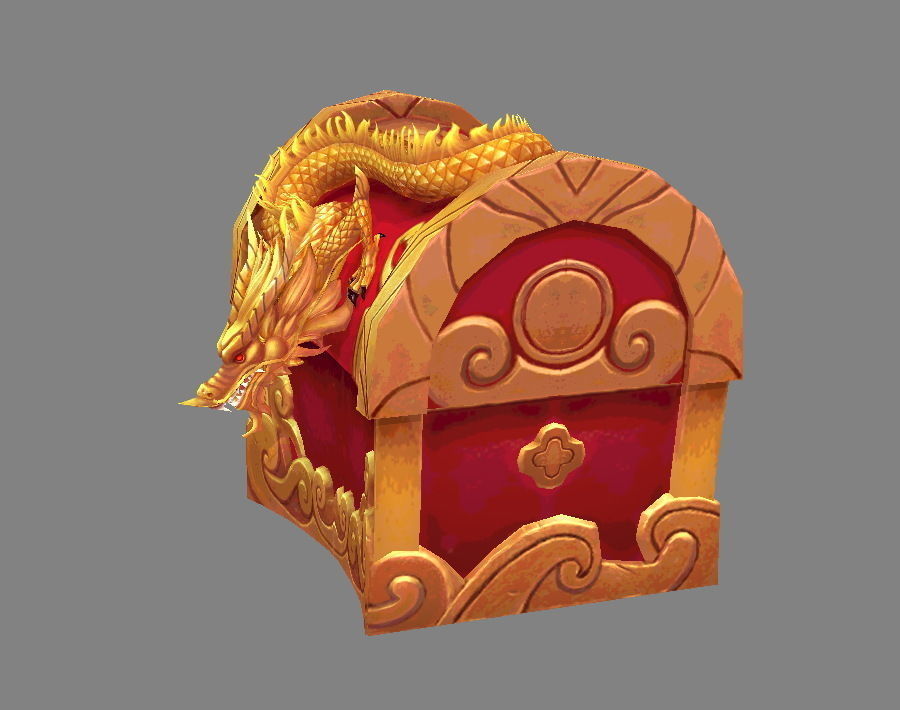 Chinese Dragon Treasure Box A -  treasure chest Low-poly 3D model_2