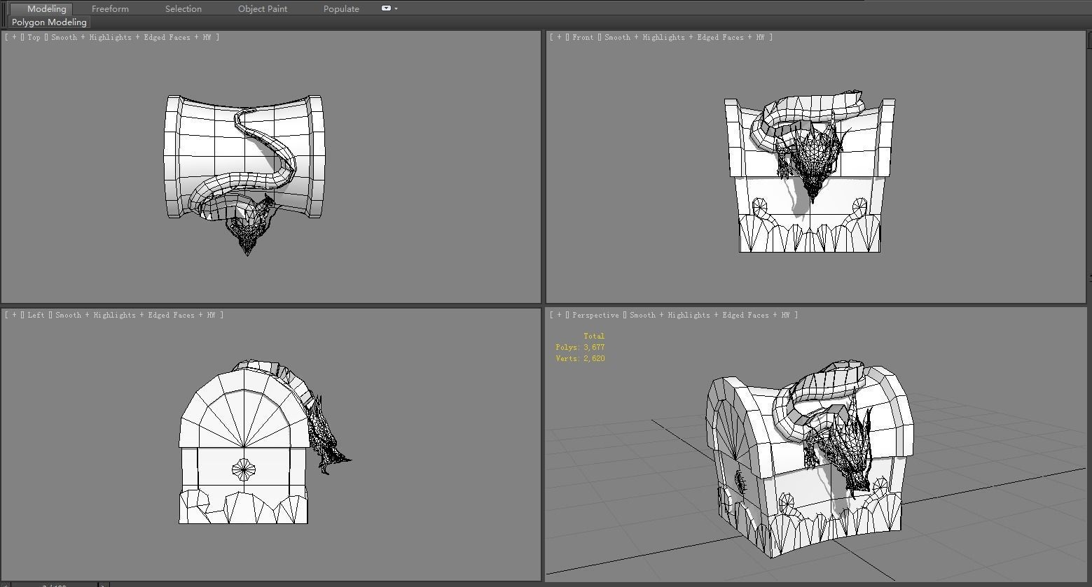 Chinese Dragon Treasure Box A -  treasure chest Low-poly 3D model_9