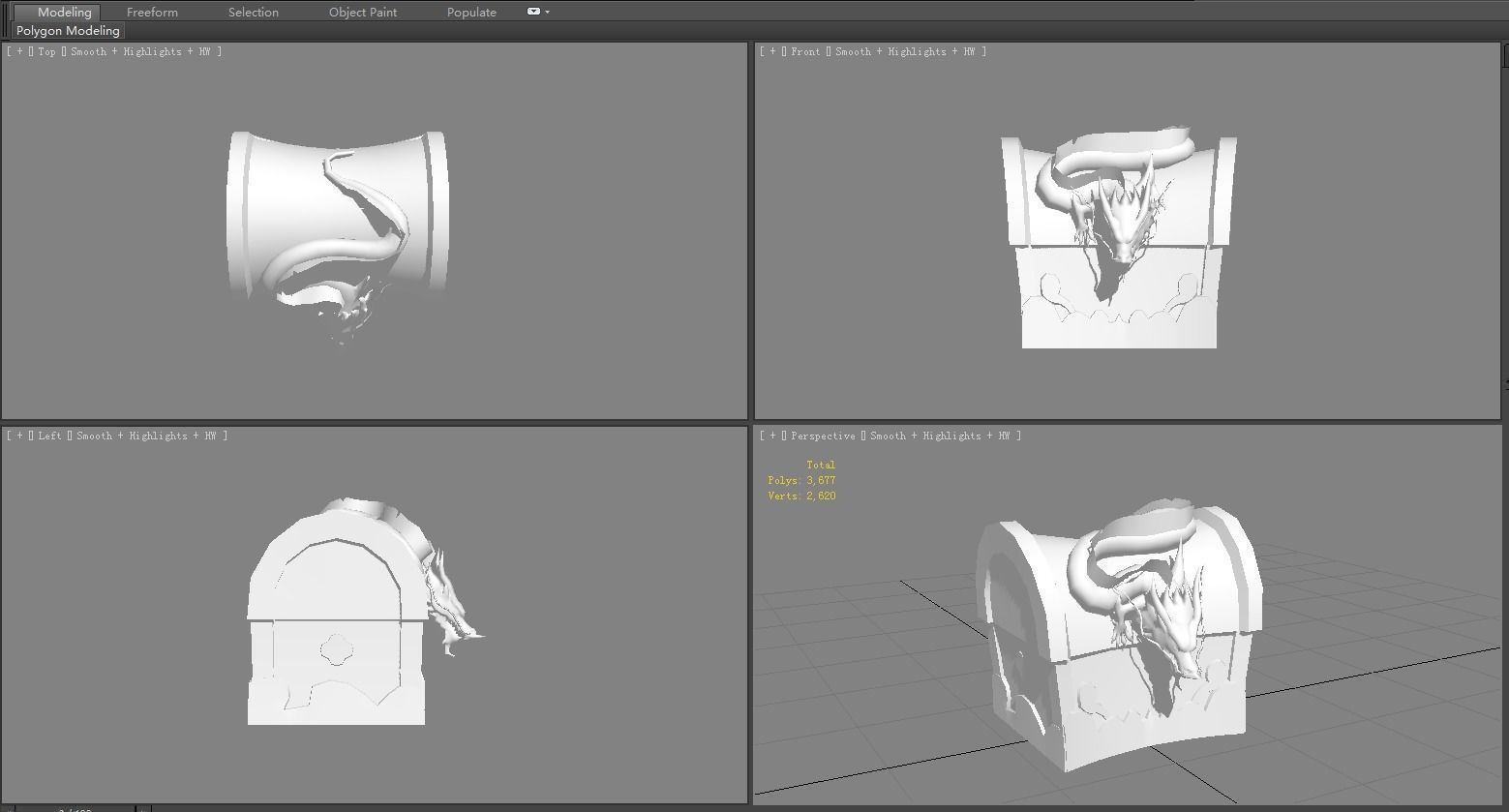 Chinese Dragon Treasure Box A -  treasure chest Low-poly 3D model_10