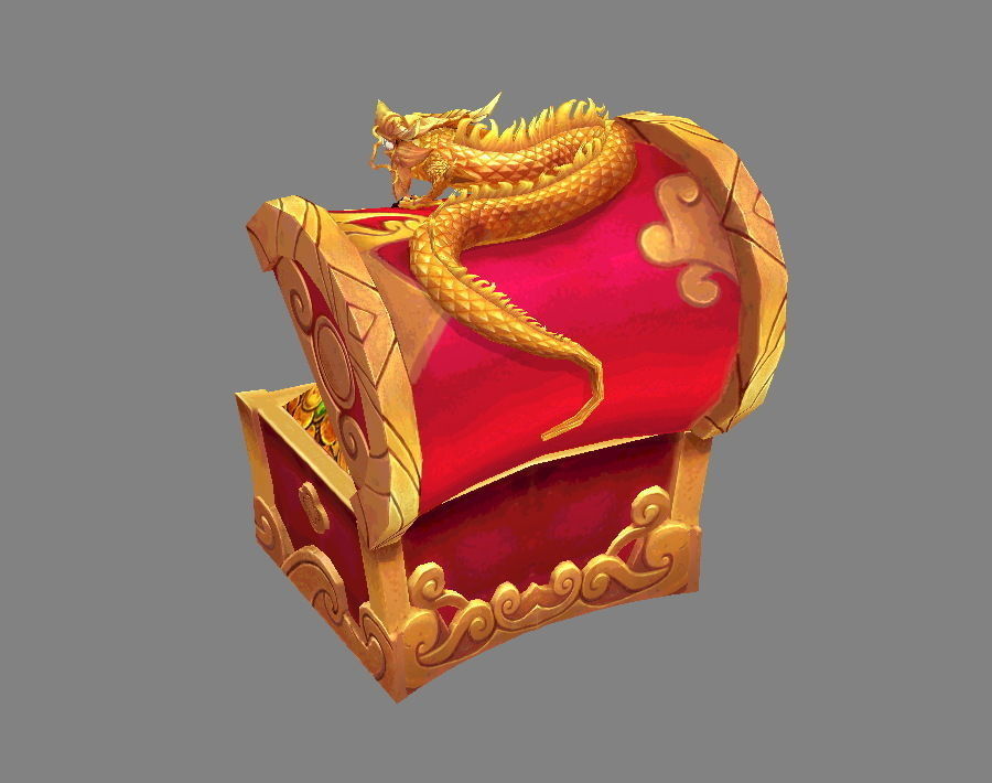 Chinese Dragon Treasure Box A -  treasure chest Low-poly 3D model_6