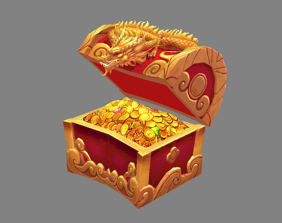 Chinese Dragon Treasure Box A -  treasure chest Low-poly 3D model_5