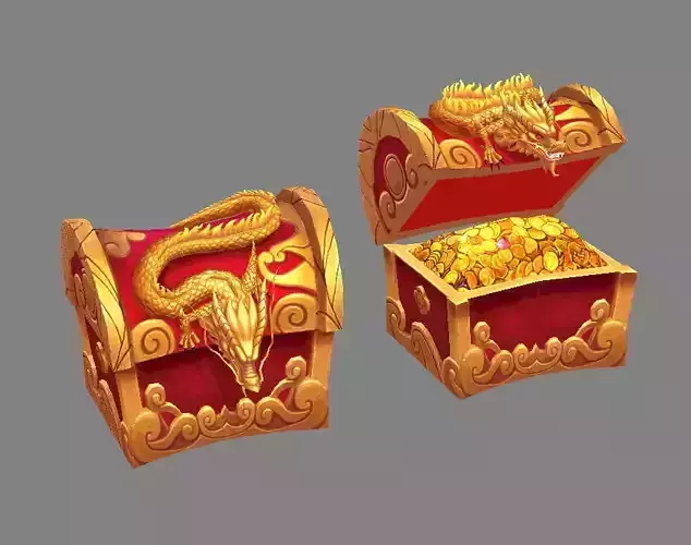 Chinese Dragon Treasure Box A -  treasure chest