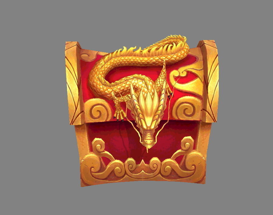 Chinese Dragon Treasure Box A -  treasure chest Low-poly 3D model_1