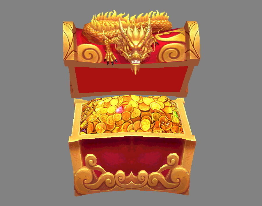 Chinese Dragon Treasure Box A -  treasure chest Low-poly 3D model_4