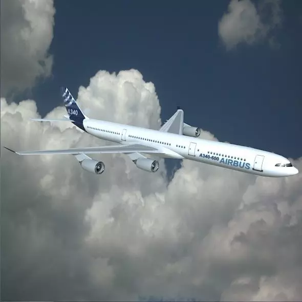 Airbus A340-600 commercial aircraft Low-poly 3D model