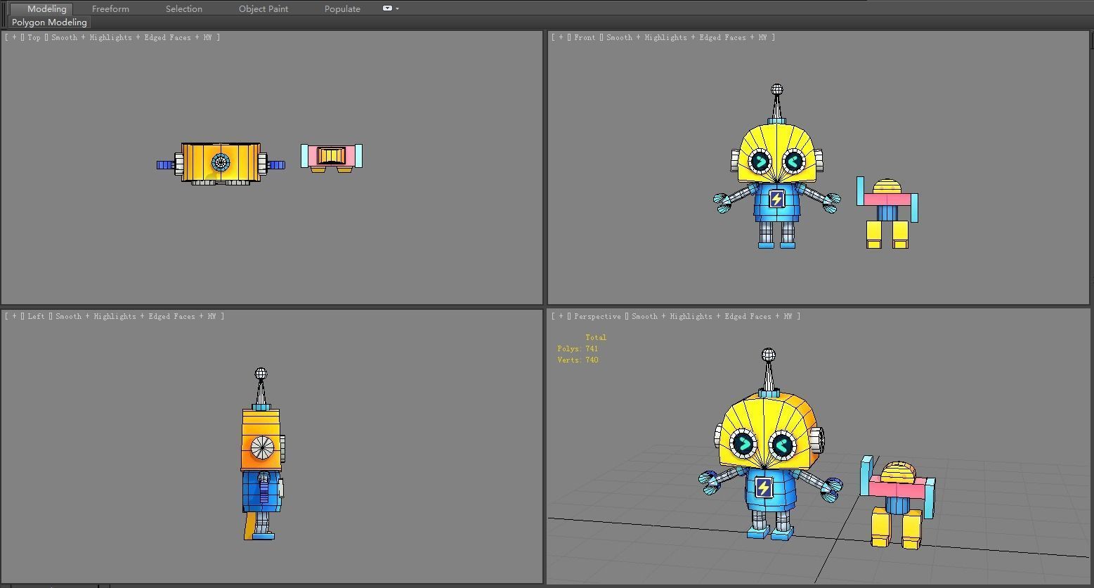 Cartoon Remote Control Robot - Building Block Toy Low-poly 3D model_4