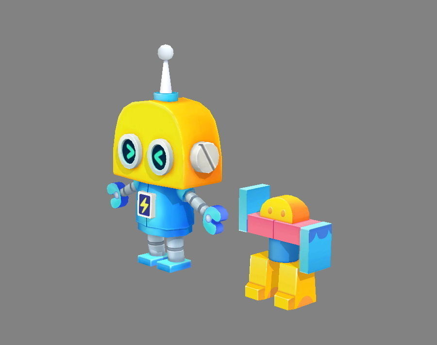 Cartoon Remote Control Robot - Building Block Toy Low-poly 3D model_1