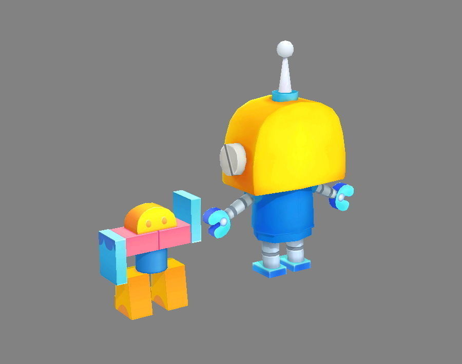 Cartoon Remote Control Robot - Building Block Toy Low-poly 3D model_2
