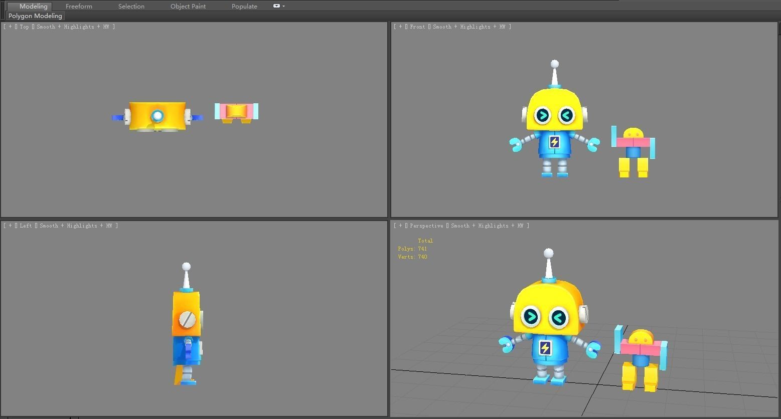 Cartoon Remote Control Robot - Building Block Toy Low-poly 3D model_3