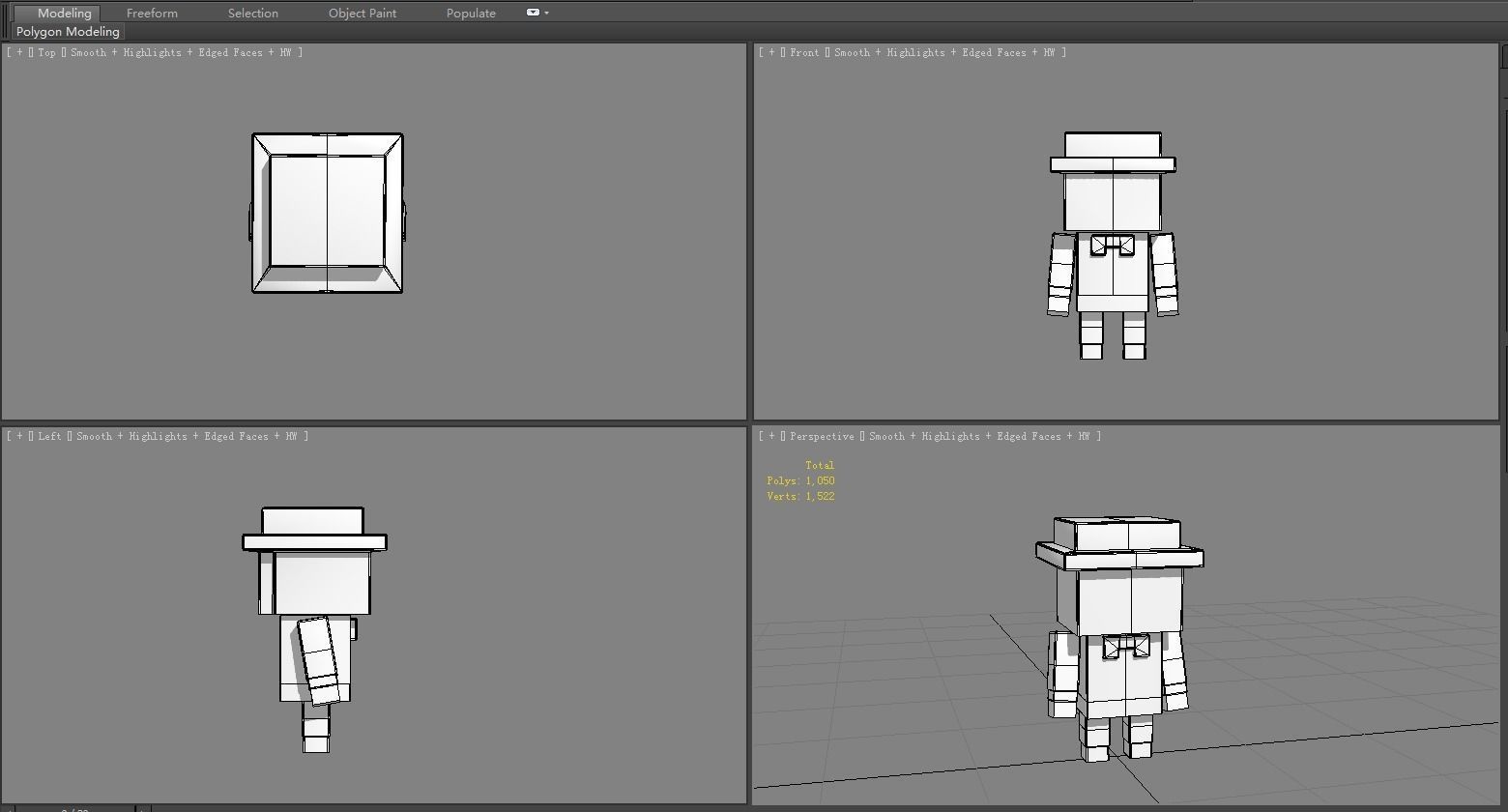 Cartoon Wooden Man - Building Block Toy Low-poly 3D model_5