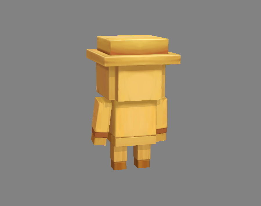 Cartoon Wooden Man - Building Block Toy Low-poly 3D model_2